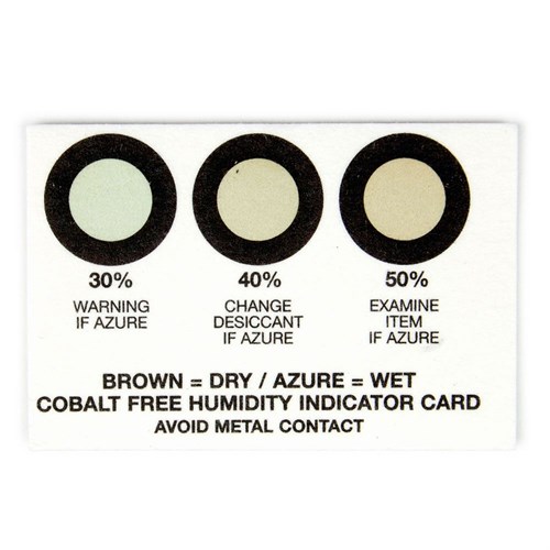 Cobalt free humidity indicator strips, 3 spots, à 10 stk.